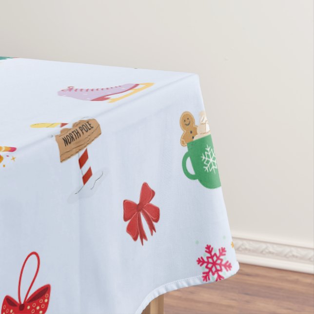 Pastel blue Christmas home decoration table Tablecloth (In Situ)