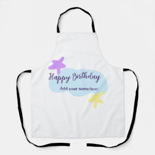 Pastel blue clouds stars purple happy birthday nam apron