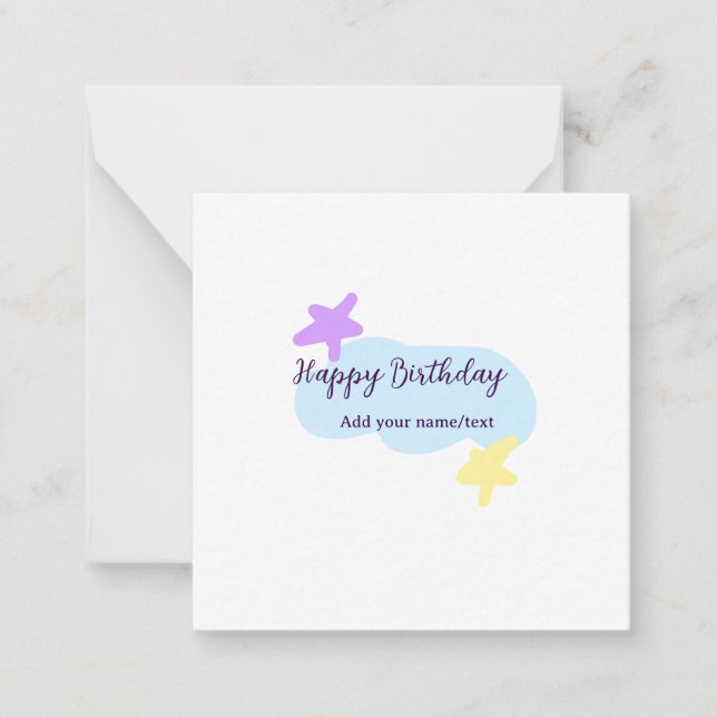 Pastel blue clouds stars purple happy birthday nam card (Front)