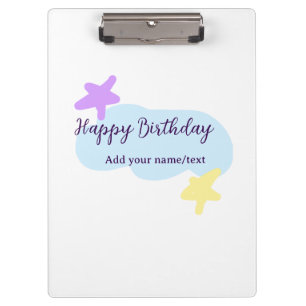 Pastel blue clouds stars purple happy birthday nam clipboard