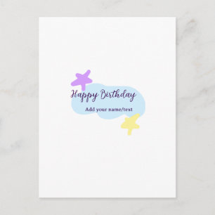 Pastel blue clouds stars purple happy birthday nam postcard