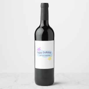 Pastel blue clouds stars purple happy birthday nam wine label