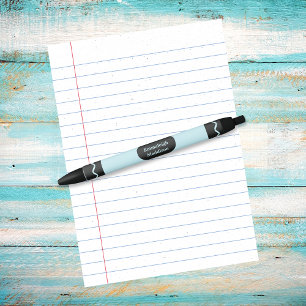 Pastel Blue Colour Crayon Wrap Monogram Black Ink Pen