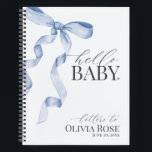 Pastel Blue Coquette Bow Girl Baby Shower Letters Notebook<br><div class="desc">Elevate your baby shower with this Coquette Blue Bow Party Decor! This timeless design adds a touch of elegance and charm to any event, featuring a beautifully crafted bow adorned with delicate blue hues. This collection is sure to impress your guests and create lasting memories and perfect for adding some...</div>