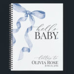 Pastel Blue Coquette Bow Girl Baby Shower Letters Notebook<br><div class="desc">Elevate your baby shower with this Coquette Blue Bow Party Decor! This timeless design adds a touch of elegance and charm to any event, featuring a beautifully crafted bow adorned with delicate blue hues. This collection is sure to impress your guests and create lasting memories and perfect for adding some...</div>