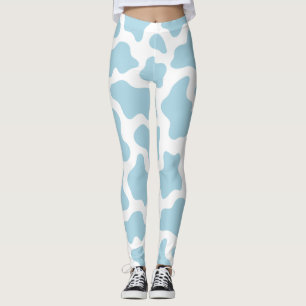 pastel blue cow print kawaii leggings