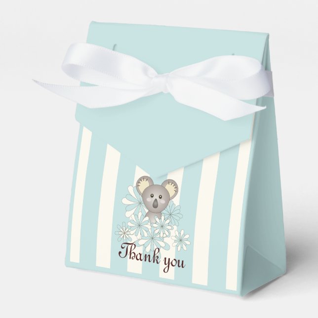 Pastel Blue Cute Baby Koala Kids Party Thank You Favour Box (Front Side)