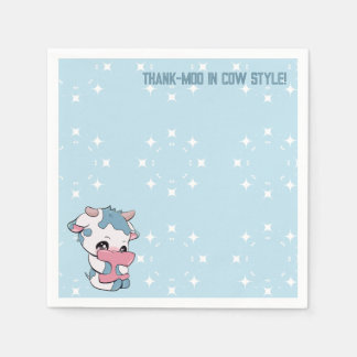 Pastel Blue Cute Cow  Napkin