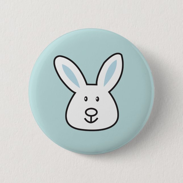 Pastel Blue Cute Easter Bunny Illustration  6 Cm Round Badge (Front)