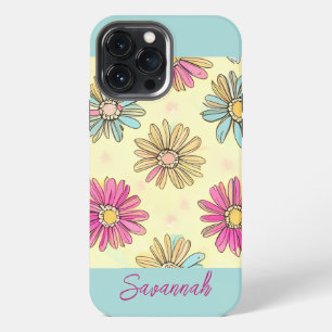 Pastel Blue Daisy Flowers iPhone 13 Pro Max Case