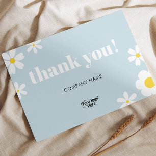 Pastel Blue Daisy Logo Brand Thank You Card