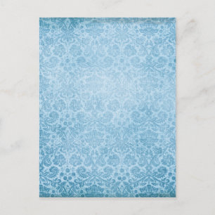 Pastel Blue Damasks Faded Pattern Postcard