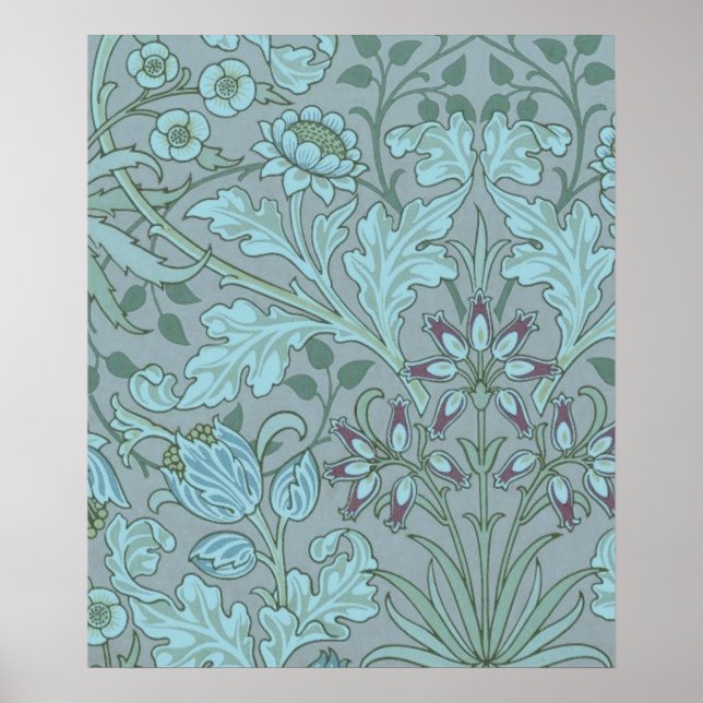 Pastel Blue Decorative Flowers  Poster (Front)