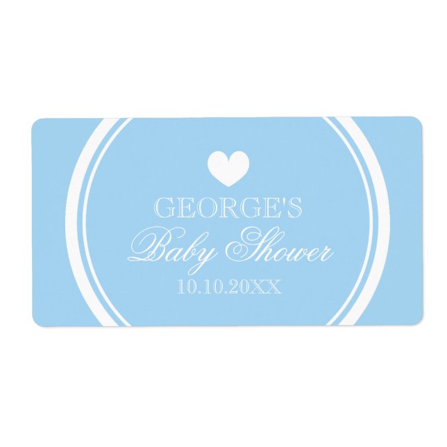 Pastel blue DIY baby shower water bottle labels (Front)