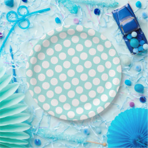 Pastel blue dots paper and party plates