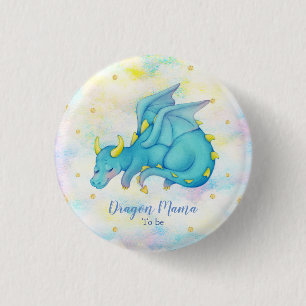 Pastel Blue Dragon Mummy To Be Baby Shower 3 Cm Round Badge