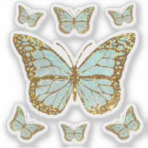 pastel blue faux glitter butterflies