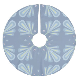 Pastel blue floral abstract repeat brushed polyester tree skirt