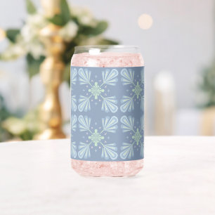 Pastel blue floral abstract repeat  can glass