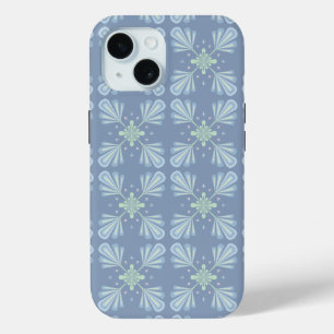 Pastel blue floral abstract repeat iPhone 15 case