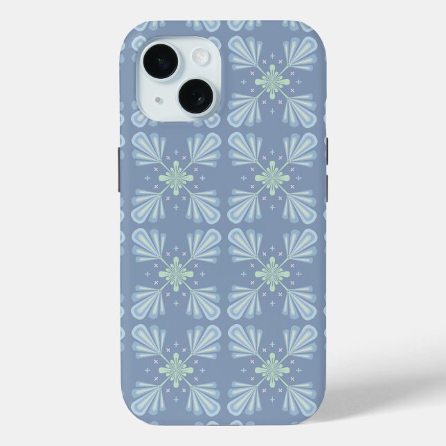 Pastel blue floral abstract repeat  Case-Mate iPhone case (Back)