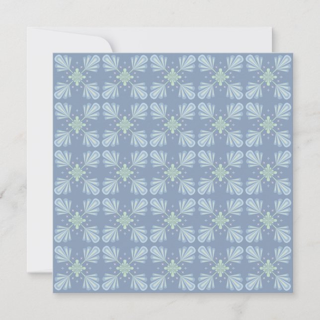 Pastel blue floral abstract repeat  holiday card (Front)