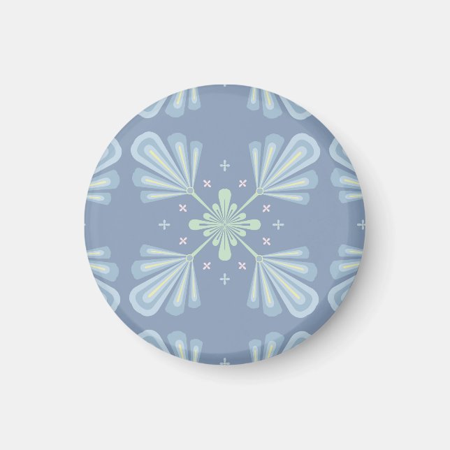 Pastel blue floral abstract repeat  magnet (Front)