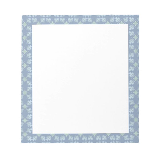 Pastel blue floral abstract repeat  notepad (Front)