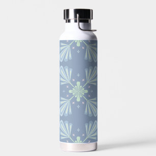 Pastel blue floral abstract repeat water bottle