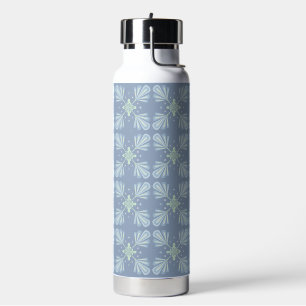 Pastel blue floral abstract repeat water bottle