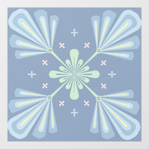 Pastel blue floral abstract repeat window cling