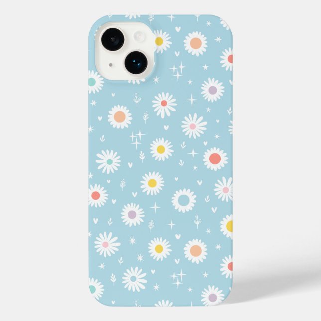  Pastel Blue Floral Aesthetic iPhone Case (Back)