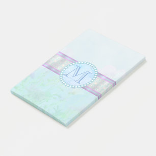 Pastel Blue Floral Monogram Post-it Notes