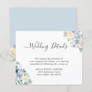 Pastel Blue Floral Wedding Details Card