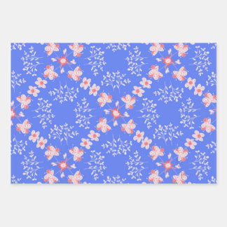 Pastel blue floral  wrapping paper sheet