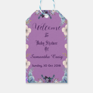 Pastel Blue Flowers Buds Purple Lilac Baby Shower Gift Tags