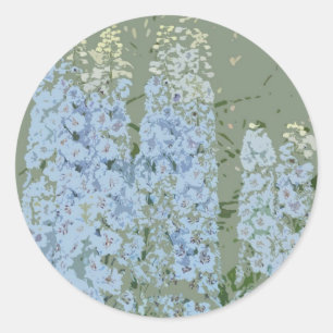 Pastel Blue Flowers Classic Round Sticker