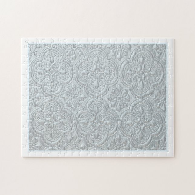 Pastel Blue Flowers Pattern Jigsaw Puzzle (Horizontal)