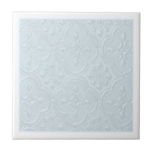 Pastel Blue Flowers Pattern Tile