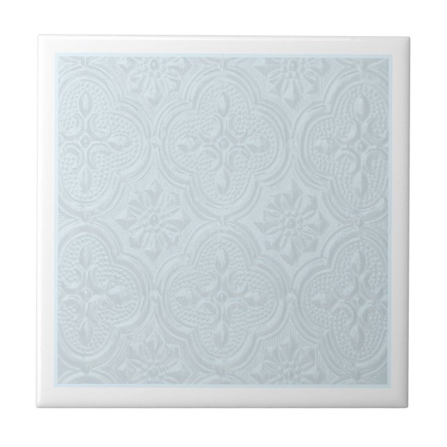 Pastel Blue Flowers Pattern Tile (Front)