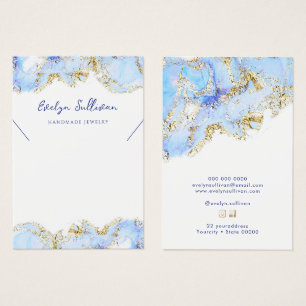 Pastel blue fluid marble necklace display card