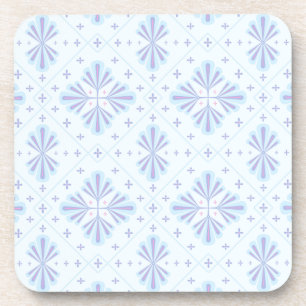 Pastel Blue Geometric Floral Pattern Coaster