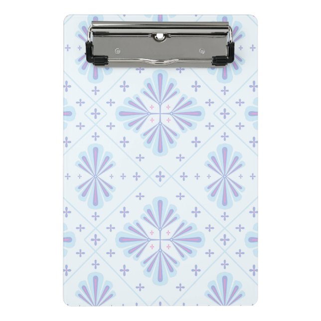 Pastel Blue Geometric Floral Pattern Mini Clipboard (Front)