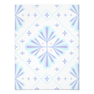 Pastel Blue Geometric Floral Pattern Photo Print