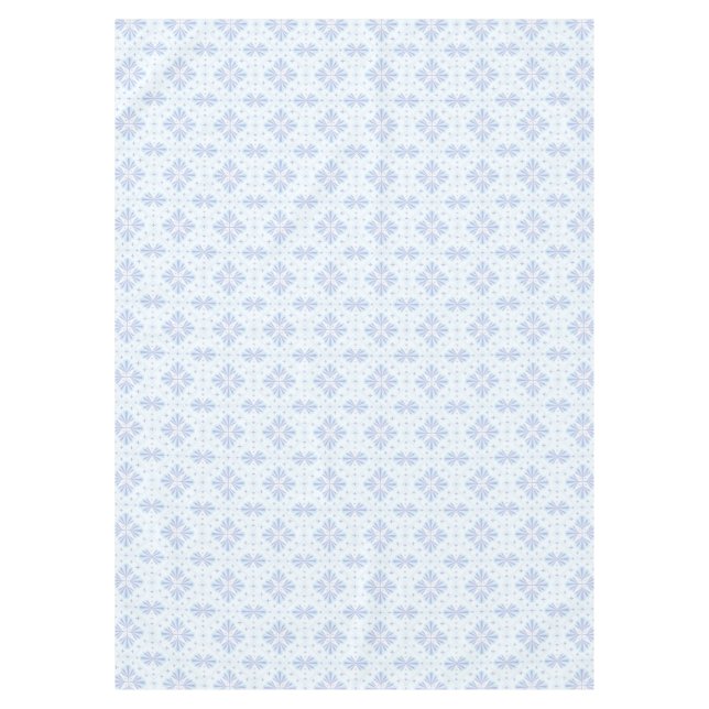 Pastel Blue Geometric Floral Pattern Tablecloth (Front)
