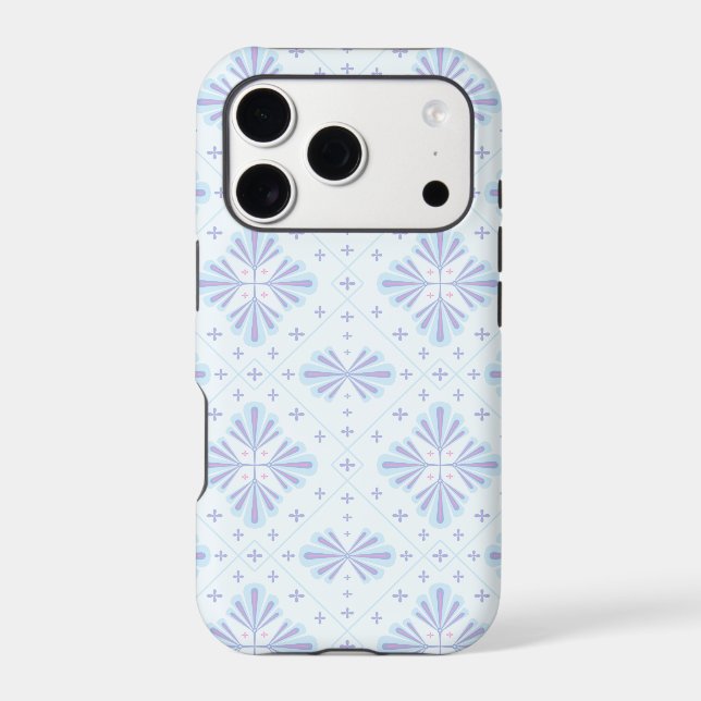Pastel Blue Geometric Floral Repeat Pattern  (Back)