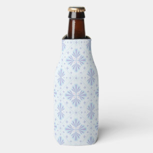 Pastel Blue Geometric Floral Repeat Pattern  Bottle Cooler