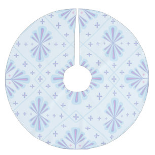 Pastel Blue Geometric Floral Repeat Pattern Brushed Polyester Tree Skirt