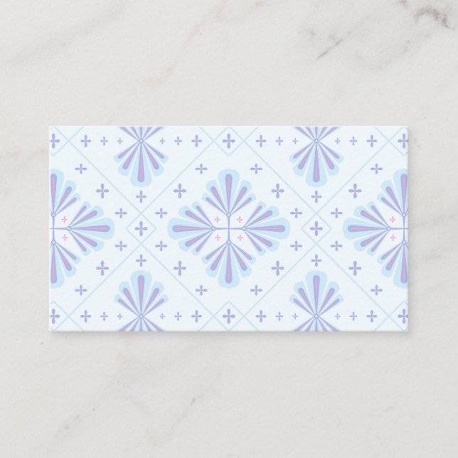 Pastel Blue Geometric Floral Repeat Pattern  Business Card (Front)