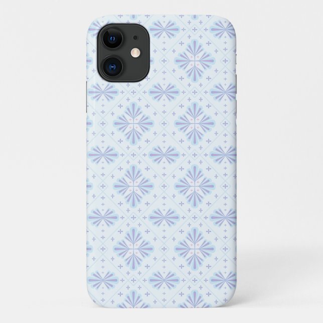 Pastel Blue Geometric Floral Repeat Pattern  Case-Mate iPhone Case (Back)